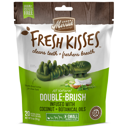 Merrick Fresh Kisses Dog Dental Treats Coconut Plus Botanical Oils Recipe Dog Treats for Toy Breeds