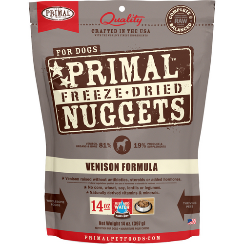 Primal Freeze Dried Nuggets Grain free Venison Formula Complete Diet for Dogs