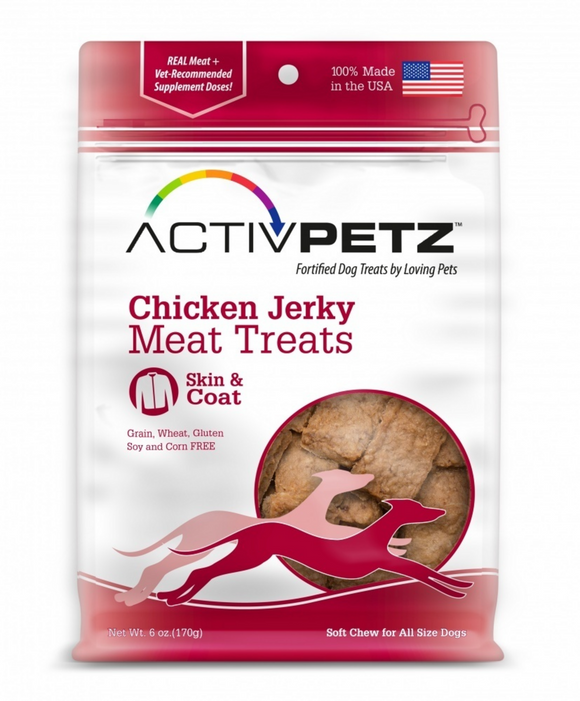 Loving Pets ActivPetz Grain Free Chicken Jerky Skin and Coat Health Dog Treats