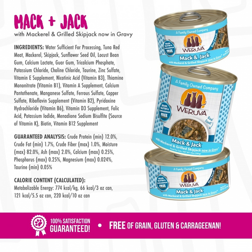 Weruva Mack And Jack With Mackerel and Grilled Skipjack Canned Cat Food