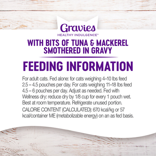 Wellness Healthy Indulgence Natural Grain Free Gravies with Tuna and Mackerel in Gravy Cat Food Pouch