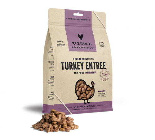 Vital Essentials Freeze Dried Grain Free Turkey Mini Nibs Entree for Dogs Food