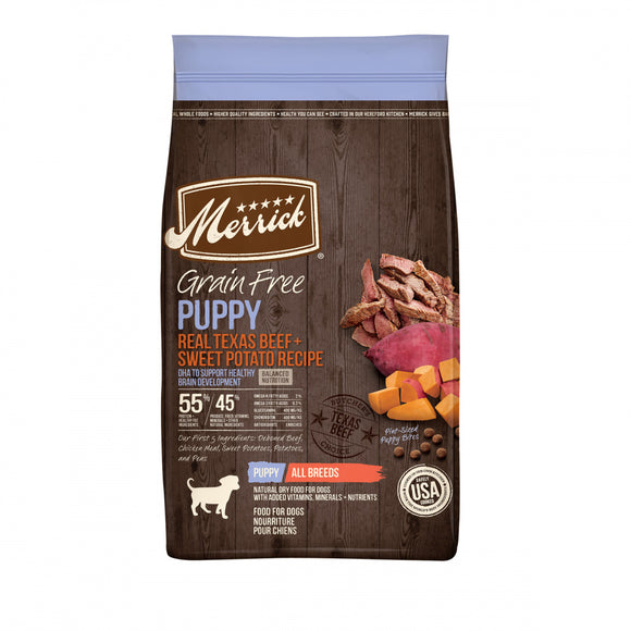 Merrick Dry Puppy Food Real Beef & Sweet Potato Grain Free Dog Food Recipe